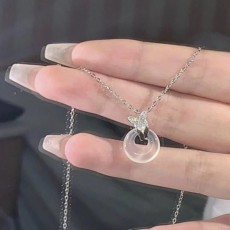 Dielian Ping An Buckle Necklace for Women Ins Light Luxury Niche Design New Chinese Style Clavicle Chain for Best Friend and Girlfriend Necklace