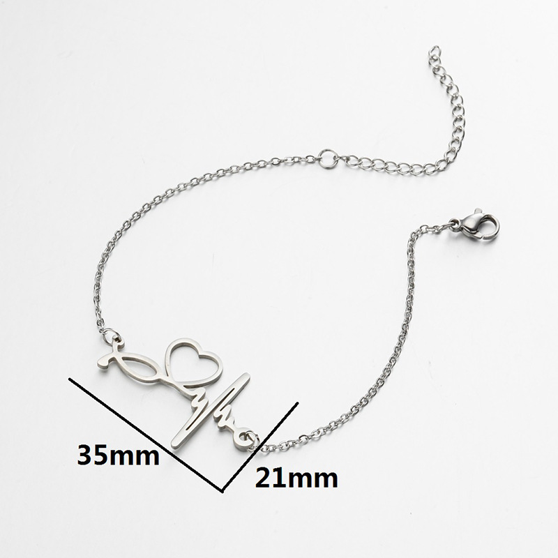 Yiwu small commodities simple geometric new love niche pendant bracelet stethoscope electrocardiogram hand jewelry wholesale