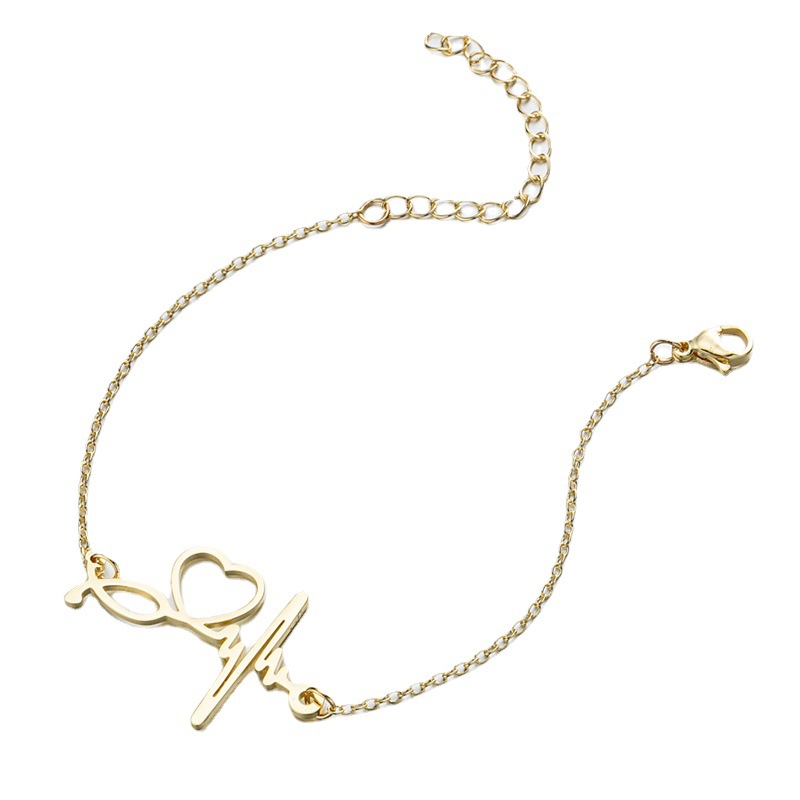 Yiwu small commodities simple geometric new love niche pendant bracelet stethoscope electrocardiogram hand jewelry wholesale
