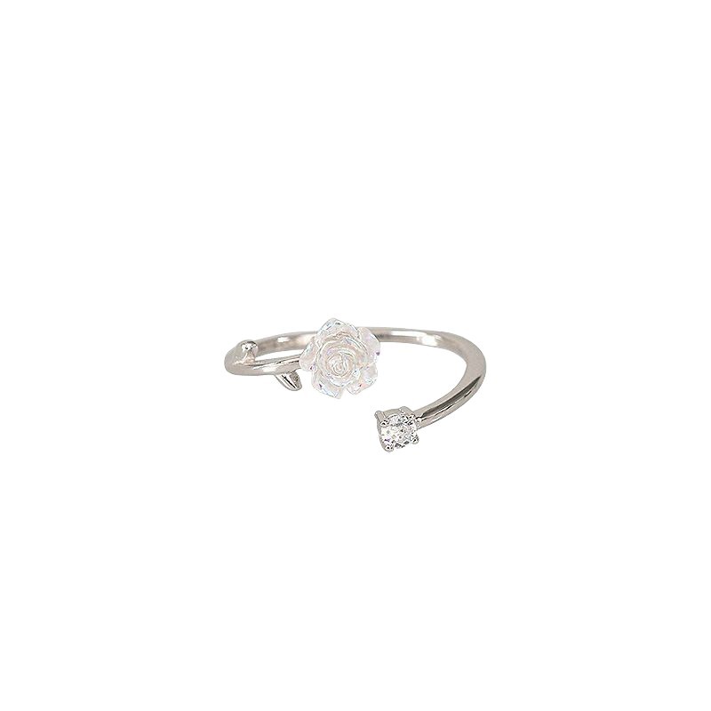 Camellia ring for women with adjustable opening ins student version niche design high-end light luxury white rose