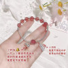 Strawberry crystal cute bracelet for women, peach blossom, simple couple love sweet jewelry, bell ring bracelet trend