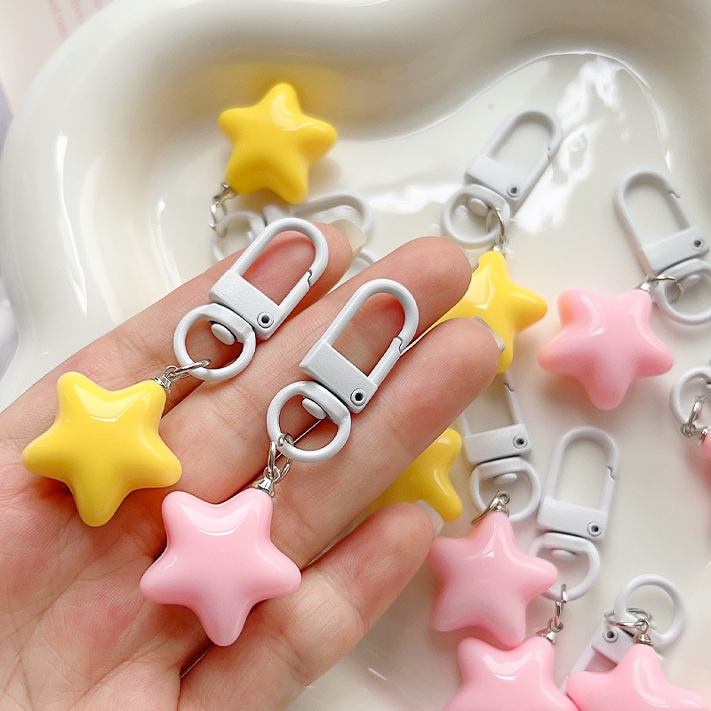 Cute chubby yellow star keychain diy girl soft cute five-pointed star pendant as a gift for besties and couples