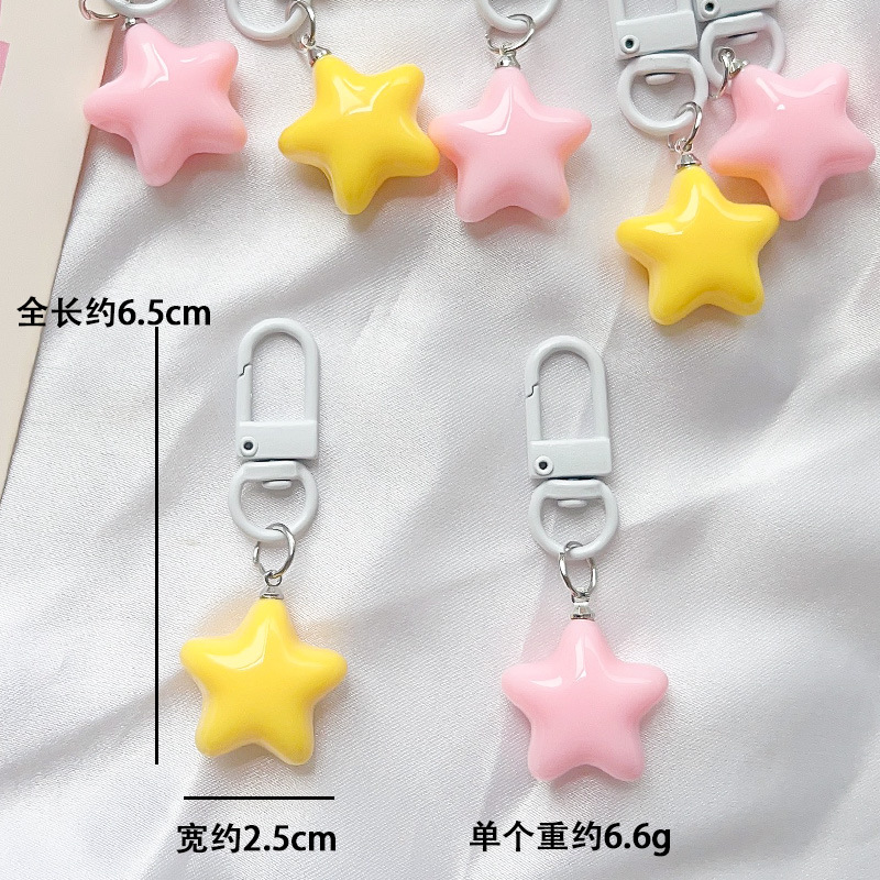 Cute chubby yellow star keychain diy girl soft cute five-pointed star pendant as a gift for besties and couples