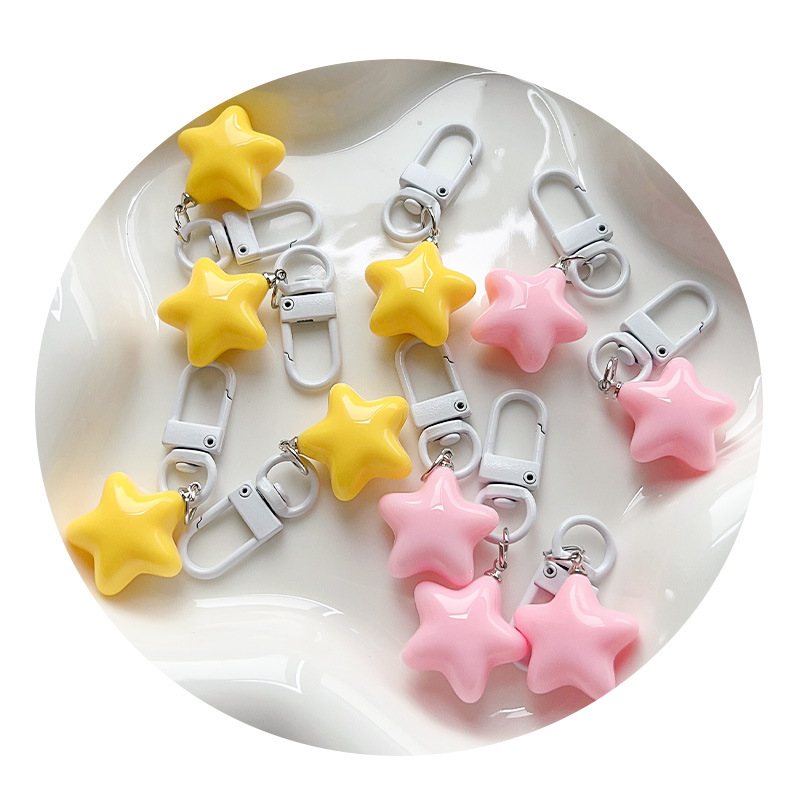 Cute chubby yellow star keychain diy girl soft cute five-pointed star pendant as a gift for besties and couples