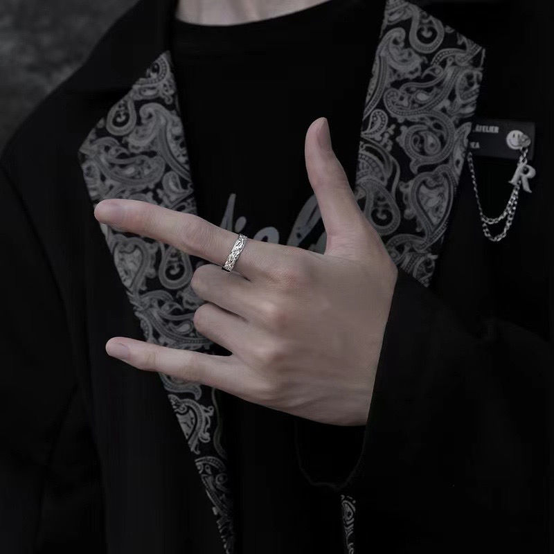 Pixiu ring men's single ring student simple personality cold style men's open ring to attract wealth advanced adjustable