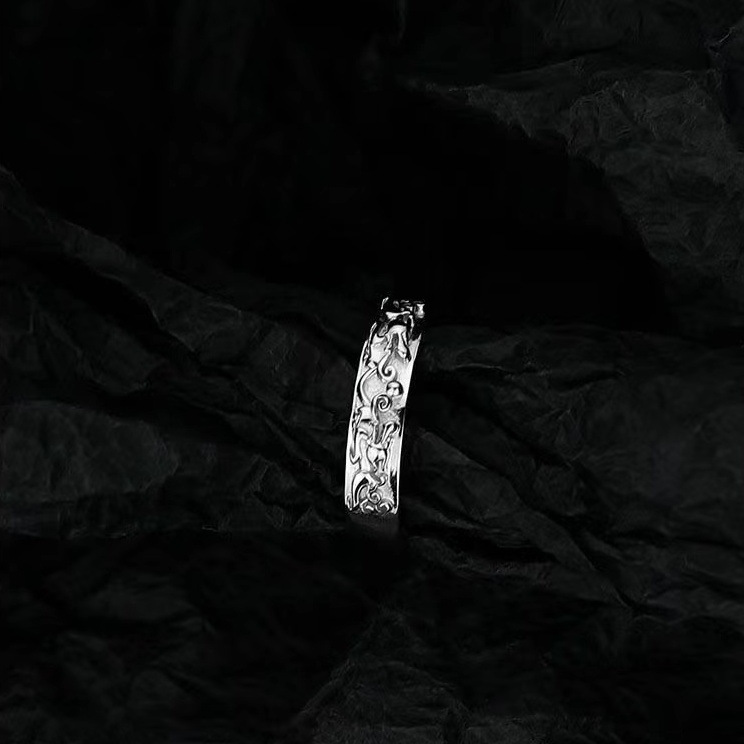 Pixiu ring men's single ring student simple personality cold style men's open ring to attract wealth advanced adjustable