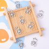 DIY jewelry accessories ancient silver hollow bear pendant ins cute double bear beaded necklace bracelet pendant material