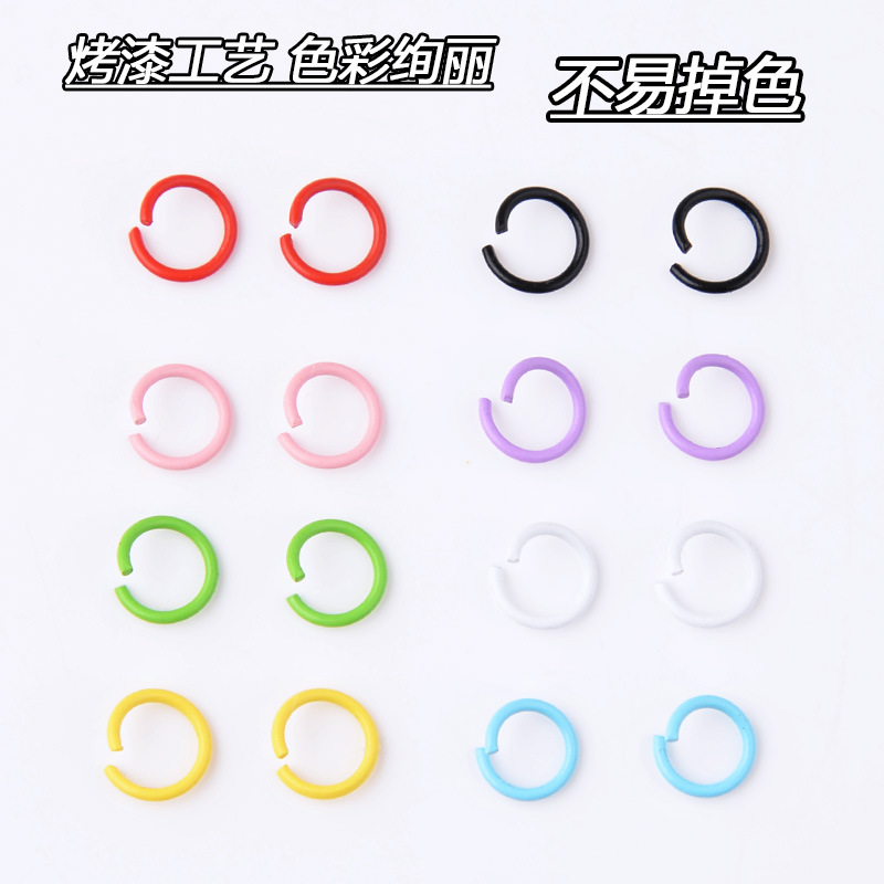 DIY jewelry accessories 1.2*10mm metal color paint single ring connecting ring with hand hanging ring opening ring