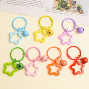 Colorful five-pointed star acrylic keychain pendant dopamine headphone set pendant small fresh couple bag decoration
