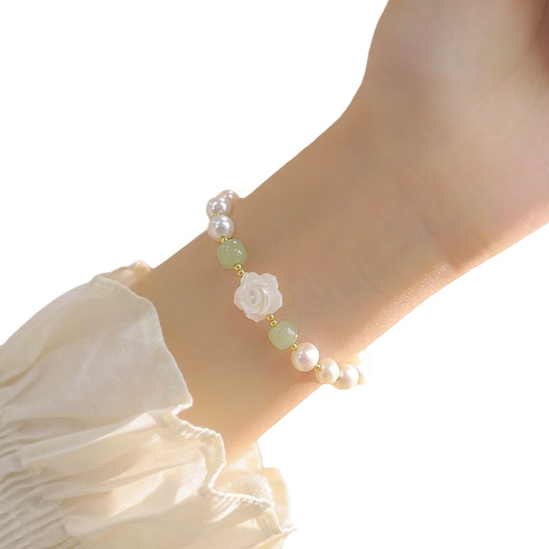 Rose flower bead bracelet for women ins niche design new summer versatile flower bracelet as a gift for your girlfriend