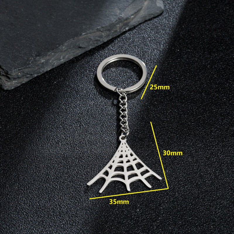Simple foreign trade new accessories stainless steel musical instruments Halloween spider web creative keychain pendant pendant couple