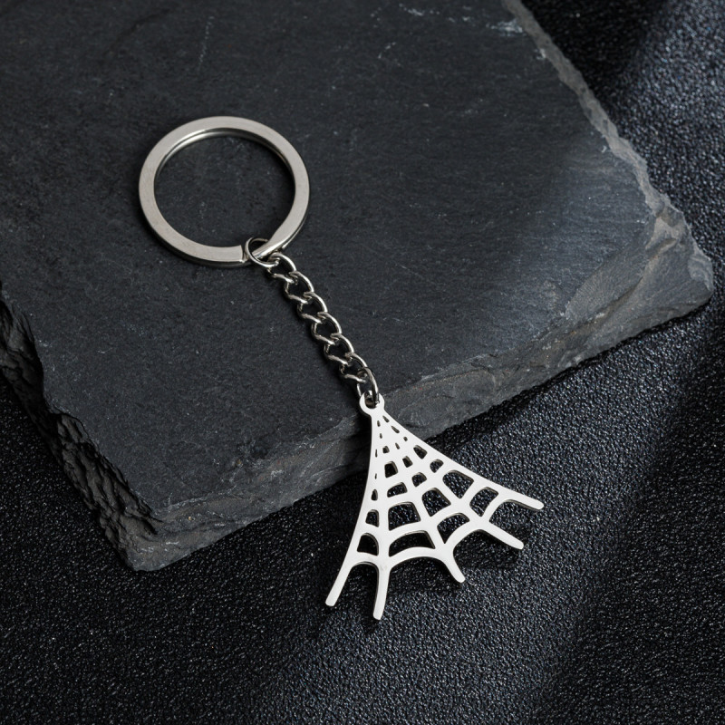Simple foreign trade new accessories stainless steel musical instruments Halloween spider web creative keychain pendant pendant couple