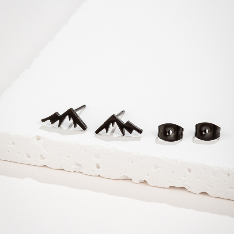 Retro forest style small fresh stainless steel snow mountain peak earrings ins Korean style student mini fashion ear jewelry