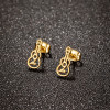European and American ins wind-plated 18K gold violin hollow earrings music series stainless steel guitar mini earrings wholesale