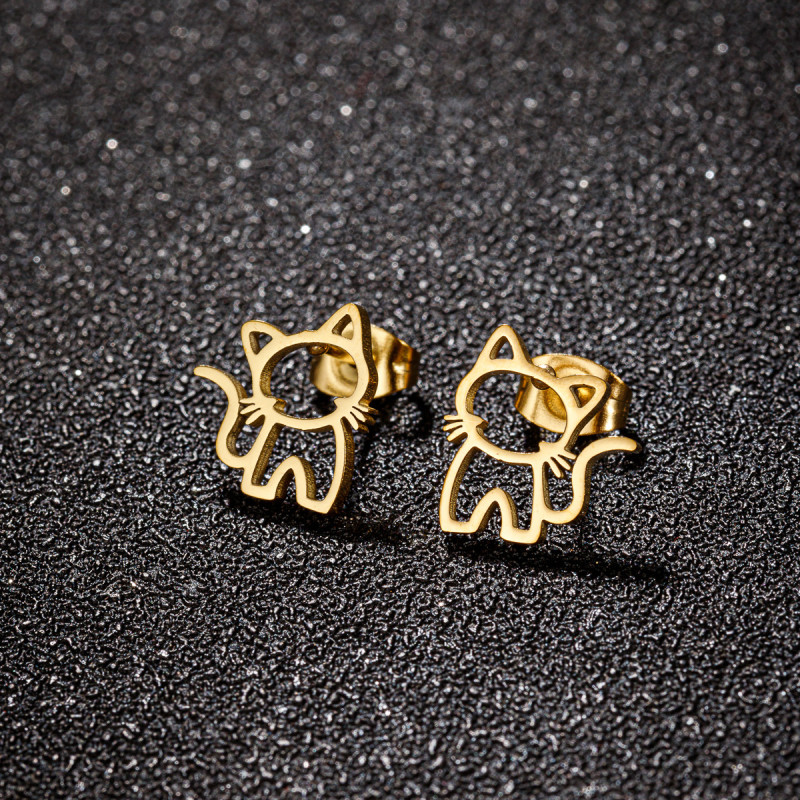 European and American wish new stainless steel simple zodiac dog earrings ins small animal pug di bulldog earrings