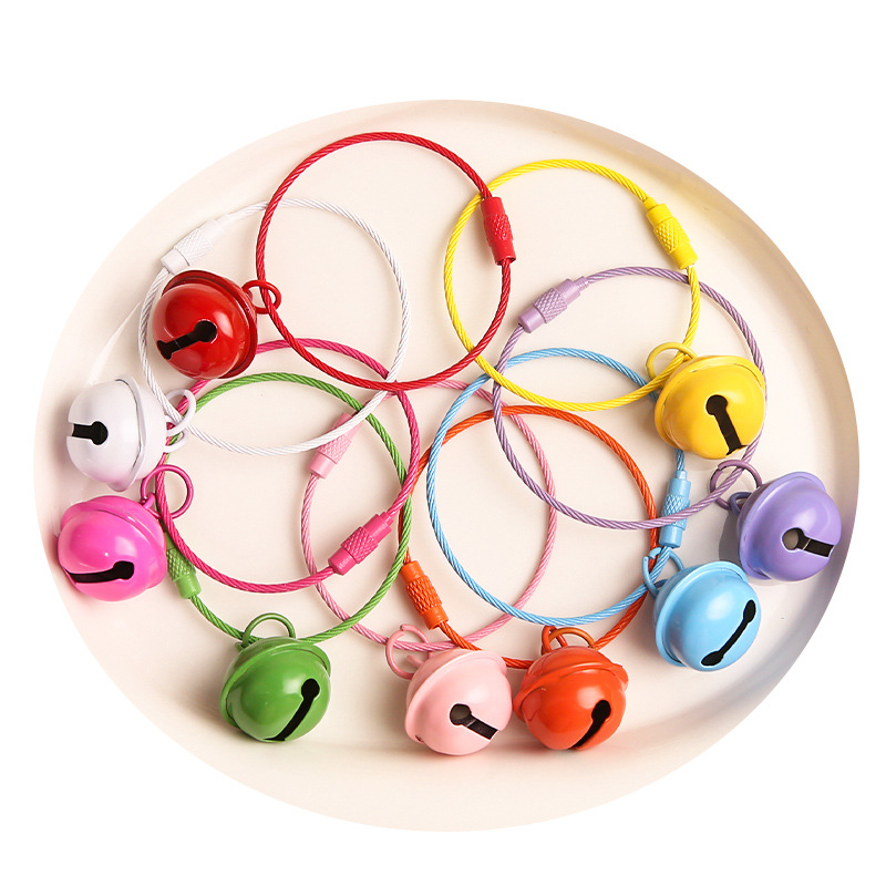 10 candy-colored bell keychains, colorful painted steel wire rings, student schoolbag pendants, small gift doll pendants