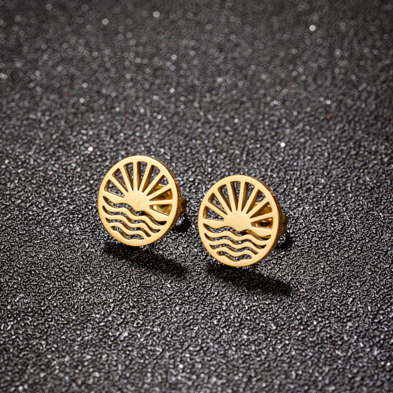 French flower earrings ins hollow stainless steel new rose flower maple leaf mushroom earrings girlfriends ear jewelry