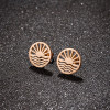 French flower earrings ins hollow stainless steel new rose flower maple leaf mushroom earrings girlfriends ear jewelry