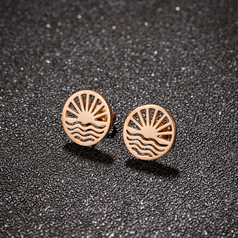 French flower earrings ins hollow stainless steel new rose flower maple leaf mushroom earrings girlfriends ear jewelry