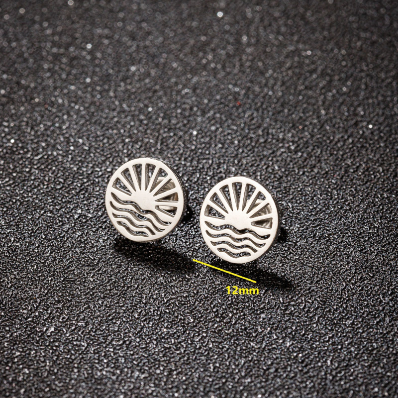 French flower earrings ins hollow stainless steel new rose flower maple leaf mushroom earrings girlfriends ear jewelry