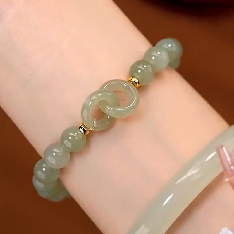 Interlocking Hetian Yu bracelet female ins design love bracelet female best friend birthday gift niche light luxury