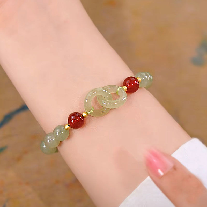 Interlocking Hetian Yu bracelet female ins design love bracelet female best friend birthday gift niche light luxury