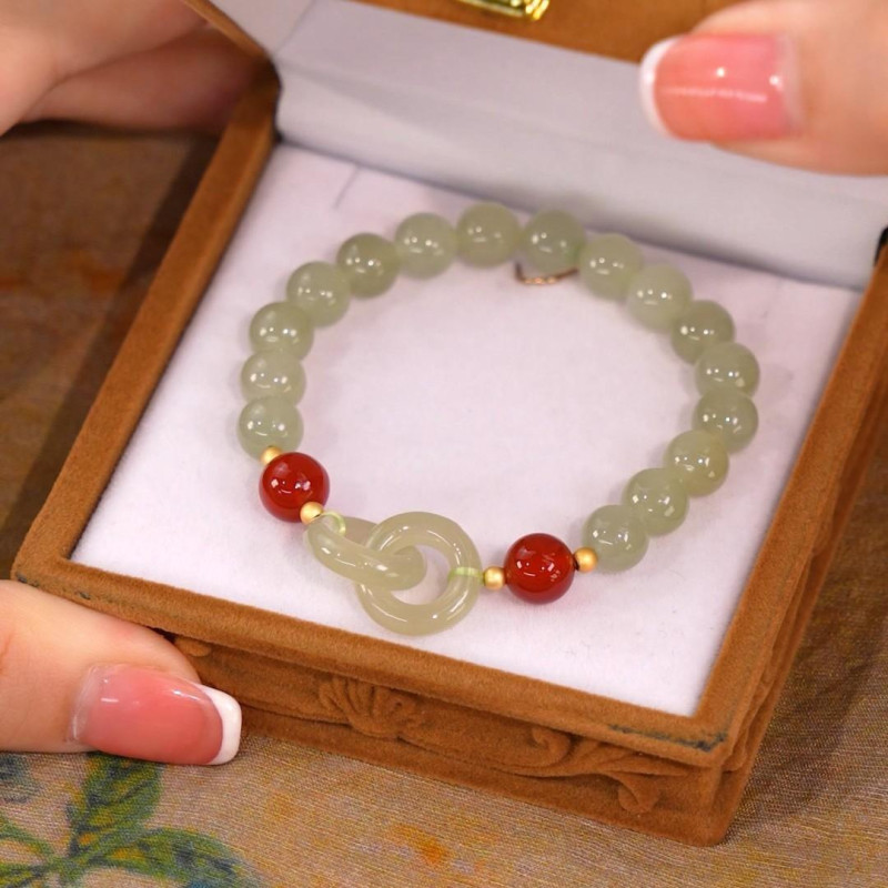 Interlocking Hetian Yu bracelet female ins design love bracelet female best friend birthday gift niche light luxury