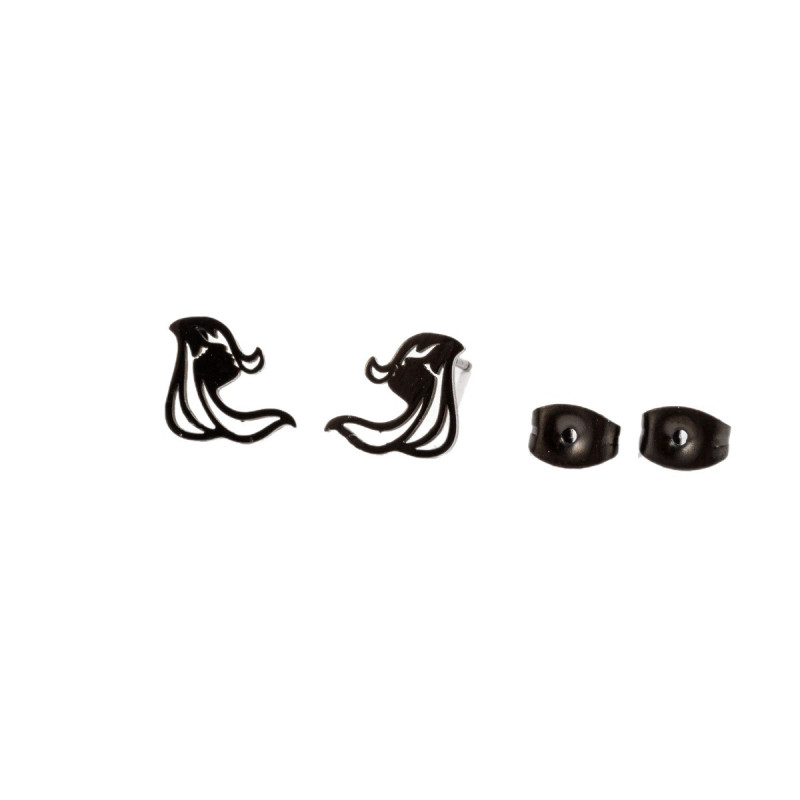Korean autumn creative new sweet hollow long hair girl earrings stainless steel cartoon cute character earrings