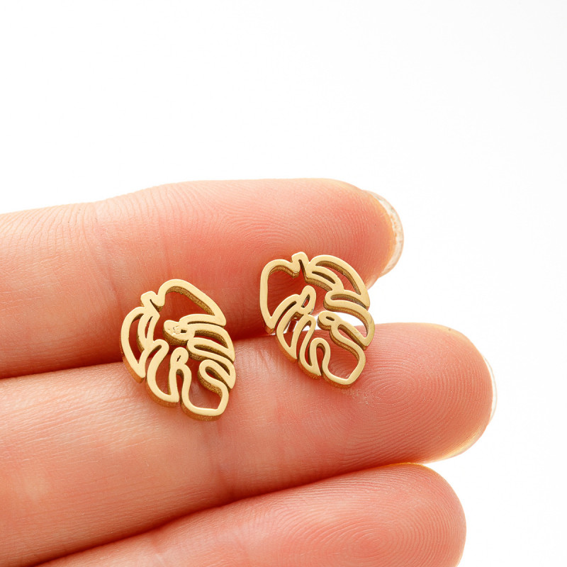 Japanese and Korean literary retro bohemian style earrings for women new big tree leaf earrings European and American cross-border earrings wholesale