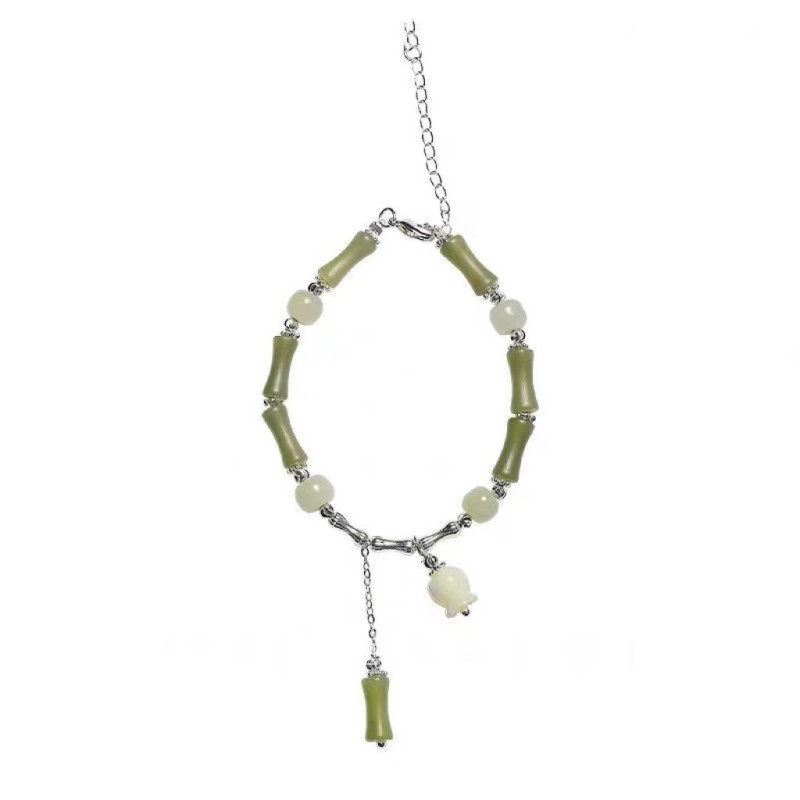 National style new Chinese style bamboo bone beading women's retro niche design bamboo leaf bracelet for bestie