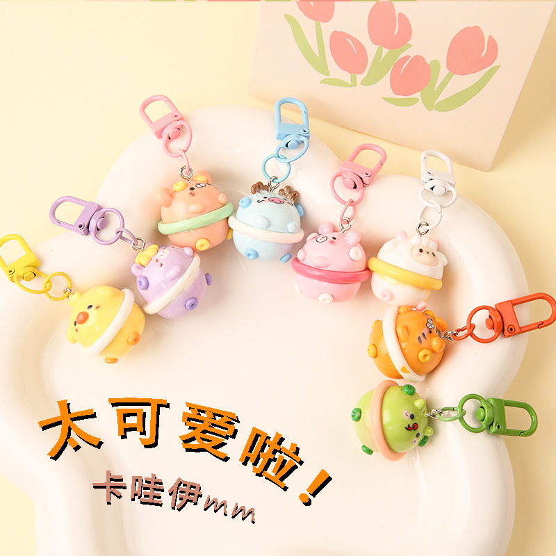New cute three-dimensional zodiac donut baby cartoon creative diy resin keychain jewelry pendant