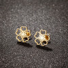 French retro stainless steel flower earrings women's elegant niche temperament simple style small fresh ear jewelry wholesale