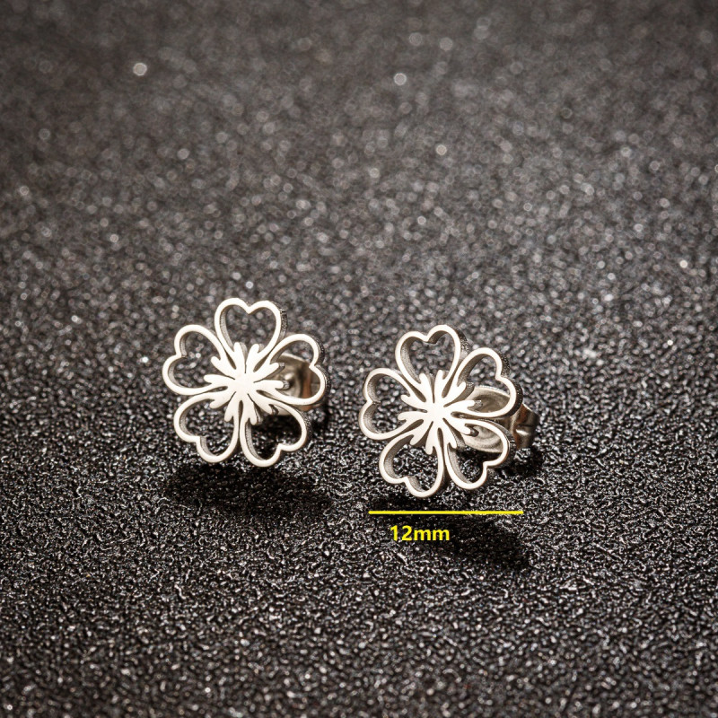 French retro stainless steel flower earrings women's elegant niche temperament simple style small fresh ear jewelry wholesale