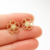 French retro stainless steel flower earrings women's elegant niche temperament simple style small fresh ear jewelry wholesale