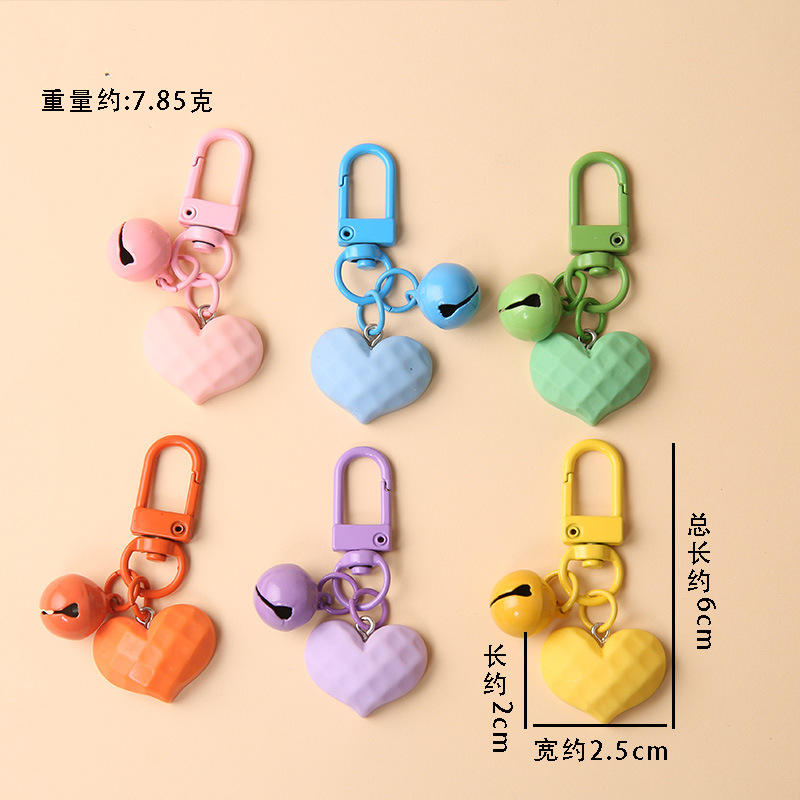 New faceted resin love keychain pendant creative girly heart bell cute couple bag headphone pendant