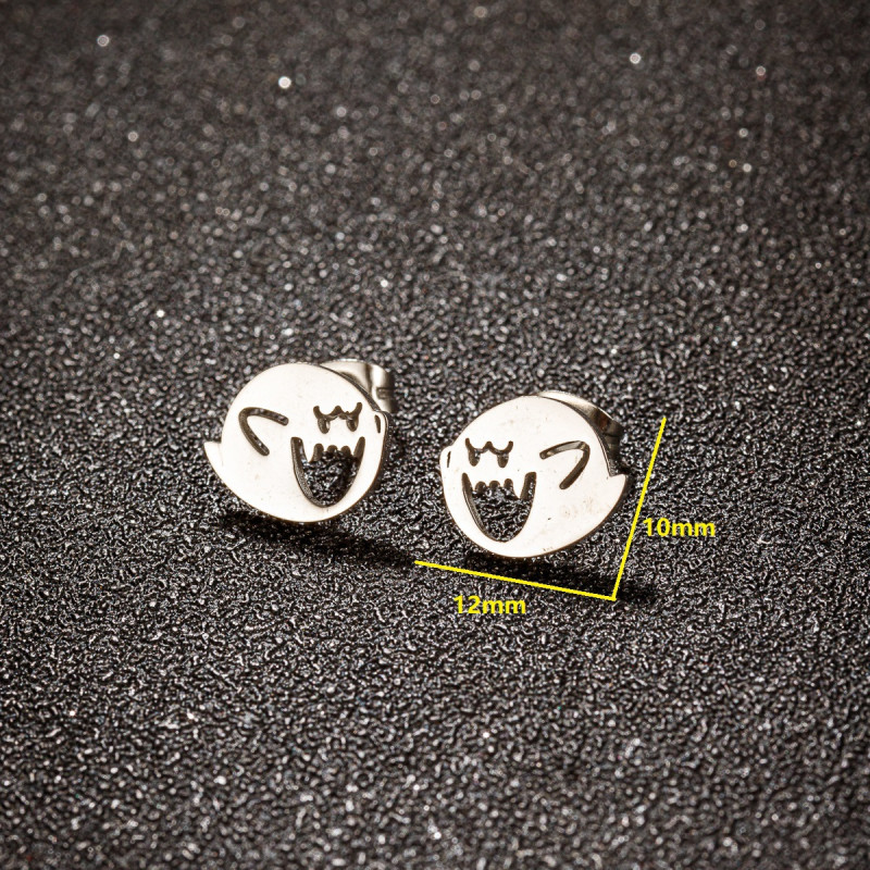 Foreign trade new stainless steel Halloween ghost happy funny earrings cartoon wings little monster earrings wholesale