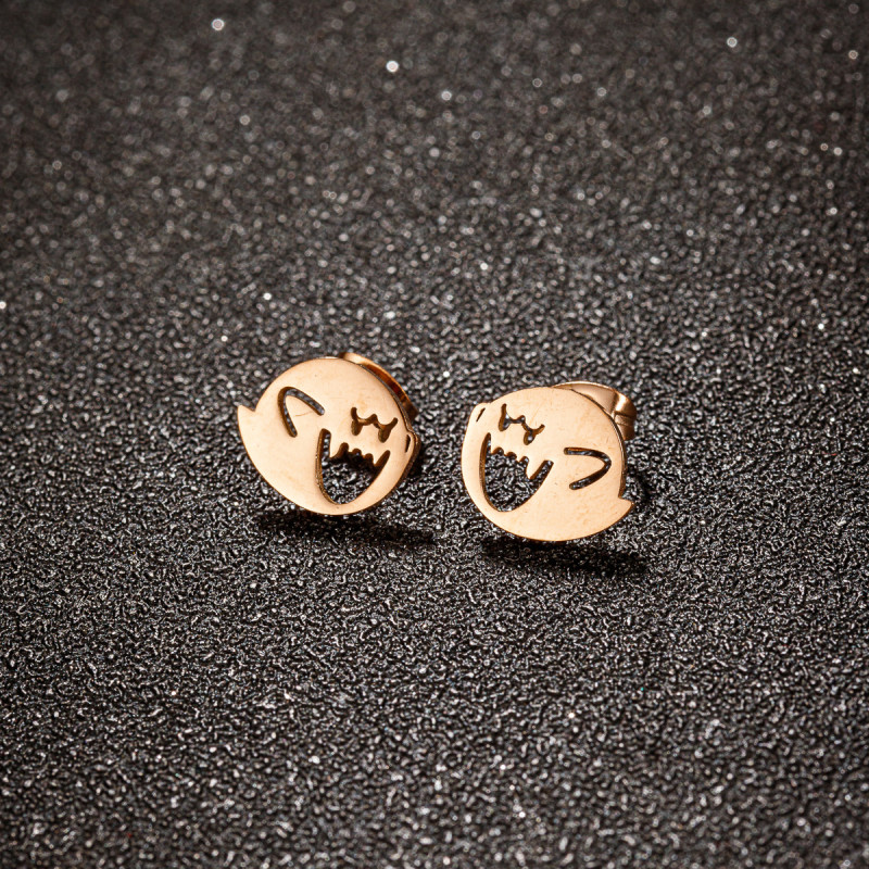 Foreign trade new stainless steel Halloween ghost happy funny earrings cartoon wings little monster earrings wholesale