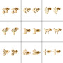 2025 European and American retro stainless steel new 18K gold electroplated women's personalized mushroom moon butterfly pattern earrings