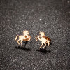 European and American retro design new stainless steel simple cute small animal horse earrings niche hollow love ear bone nails