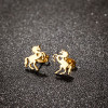European and American retro design new stainless steel simple cute small animal horse earrings niche hollow love ear bone nails