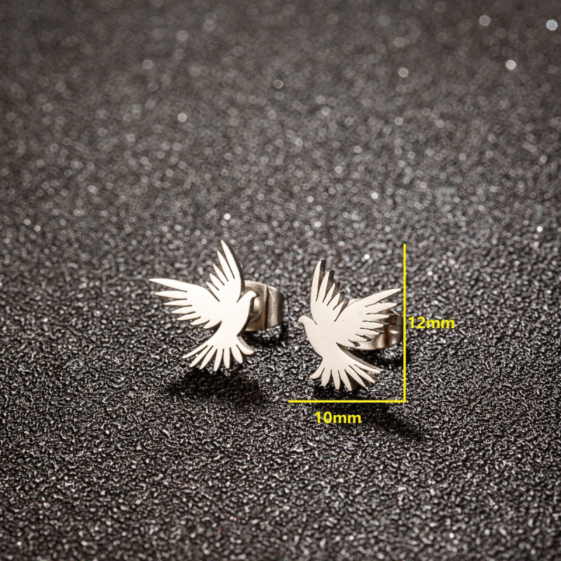Cross-border foreign trade new punk style series hollow eagle earrings personalized retro stainless steel bird earrings wholesale