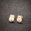 Fashionable French niche temperament stainless steel simple cute small animal pet cat earrings women's mini earrings