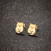 Fashionable French niche temperament stainless steel simple cute small animal pet cat earrings women's mini earrings