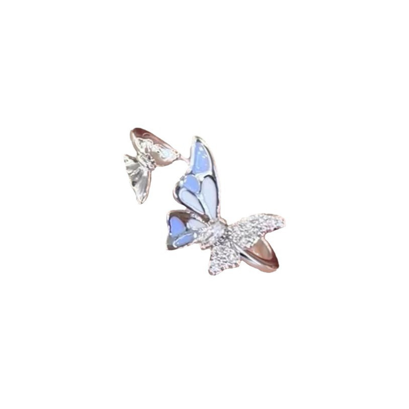 Blue double butterfly open ring, high-looking, new style, retro, light, luxurious, exquisite, fairy-like, versatile index finger ring