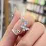 Blue double butterfly open ring, high-looking, new style, retro, light, luxurious, exquisite, fairy-like, versatile index finger ring