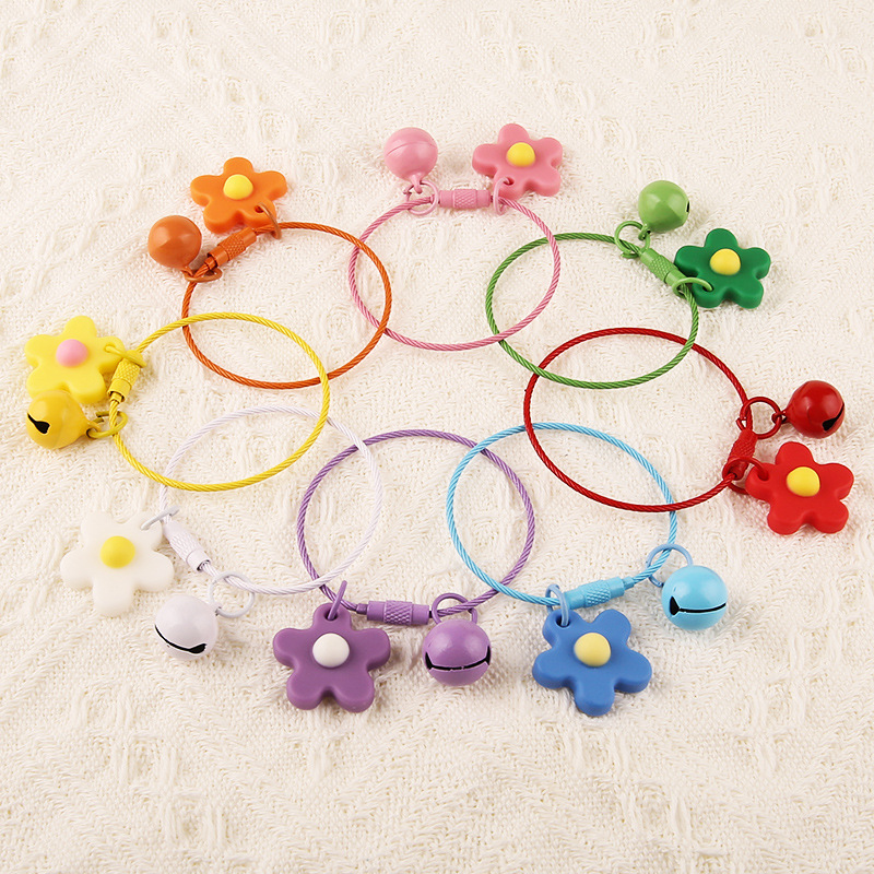 Creative Korean style DIY candy color steel wire ring flower bell keychain cute school bag pendant handmade accessories