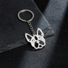 Cross-border new stainless steel small animal keychain pendant fashion pet pug pendant school bag accessories wholesale