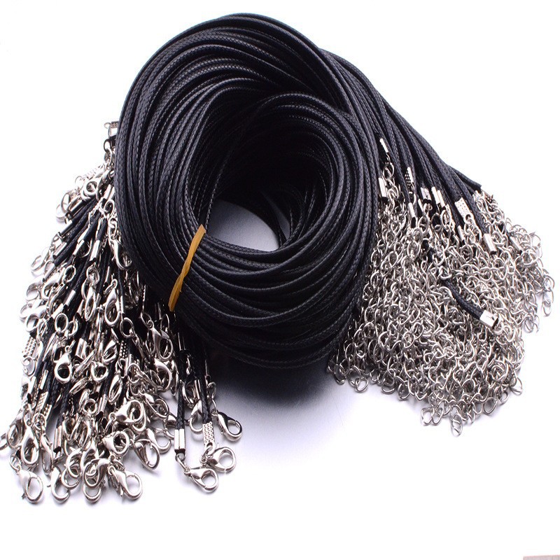 DIY jewelry accessories wax wire necklace rope lobster clasp black leather rope pendant rope wax leather rope handmade jewelry pendant