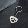 European and American cartoon cute animal footprints cat paw pendant keychain stainless steel geometric simple round heart-shaped pendant