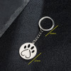 European and American cartoon cute animal footprints cat paw pendant keychain stainless steel geometric simple round heart-shaped pendant